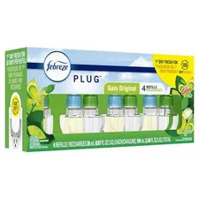 Febreze Plug In Air Freshener, Odor-Fighting Scented Oil Refill, Gain, 4 Refills