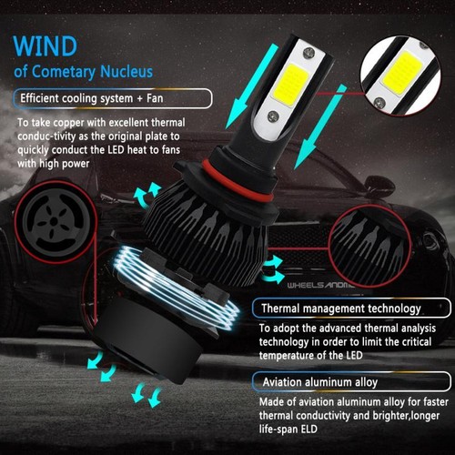 9005+9006 LED Combo COB LED Headlight Kit Light Bulbs Hi/Low Beam 6000K WHITE - Bild 8 von 10