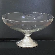 Vintage DUCHIN Creation Sterling Silver Weighted Glass Bowl Compote Footed Dish