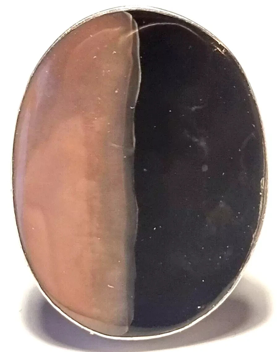 B0302 - Solid Large 925 Silver Ring with Mother o… - image 1