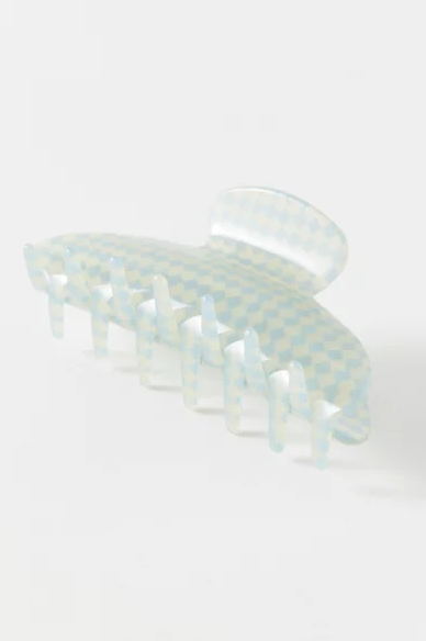 Urban Outfitters Annie Claw Clip Blue Mint Checkered Hair Accessory One Size NEW