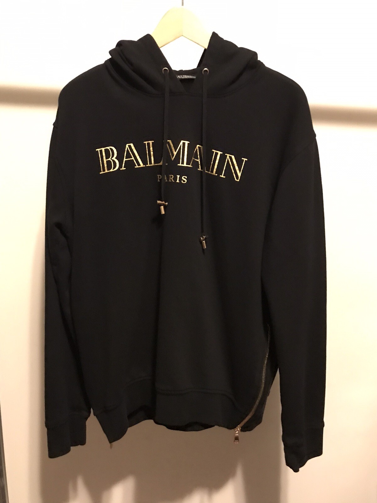 Balmain Men's Black Hooded Sweatshirt |