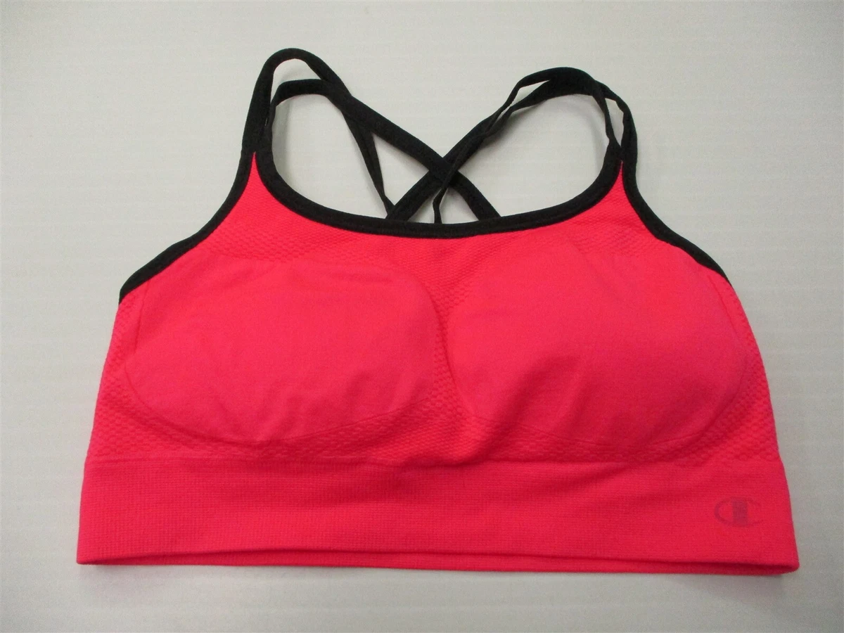 CHAMPION Youth Girl's Size M Seamless Hot Pink Padded Crossback Sports Bra