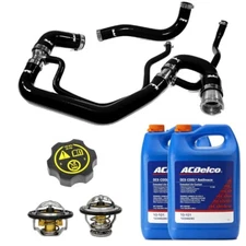 PPE Black Radiator Hoses/Thermostats/GM Coolant & Cap For 07-10 6.6L Duramax LMM