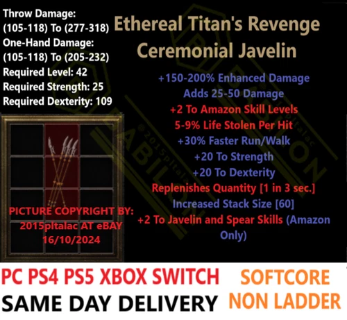 ✅ PC PS4 PS5 XBOX SWITCH ✅ NL ETH Titan's Revenge DIABLO 2 RESURRECTED ITEM D2R