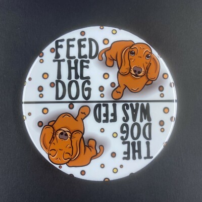 Red Dachshund Feed the Dog Reminder Magnet Wiener Dog Kitchen Decor