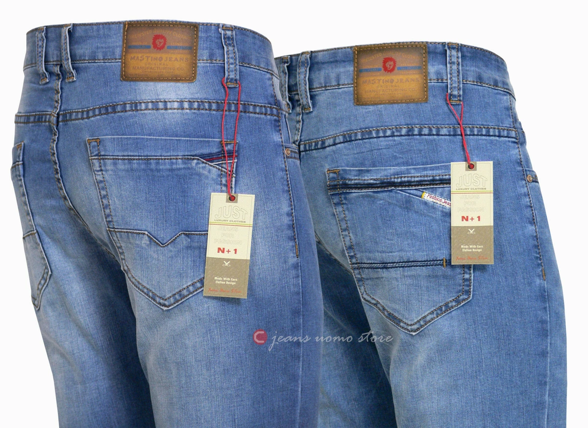 ABSECAI Jeans Uomo Skinny Slim Fit - Grigio, Taglia 56, Denim Elasticizzato 100% Cotone