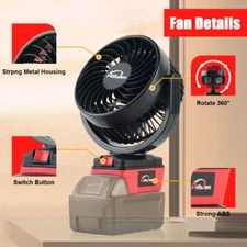 Camping Fan for Milwaukee M18 18V Battery Cordless Jobsite Fan Portable Outdoor