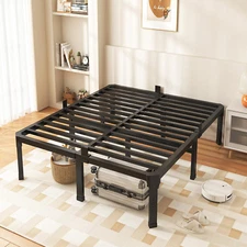 18 Inch King Size Bed Frame with Mattress Slide Stopper - Double Black Basic ant