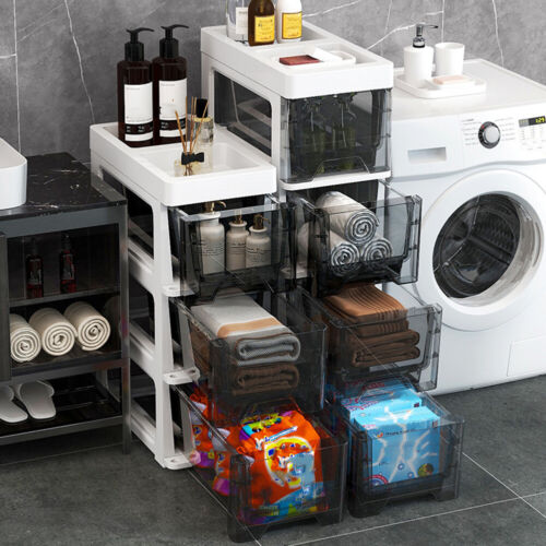 Narrow Toilet Drawer 4/5 Tier Bathroom Crevice Cabinet Restroom Storage Cabinet - Picture 3 of 18