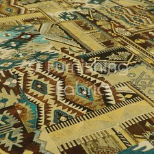 Tribal Old Aztec Theme Patch Pattern Velour Printed Velvet Upholstery Fabrics