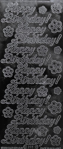 Happy Birthday PEEL OFF STICKERS Script Flowers Cardmaking - Picture 4 of 4