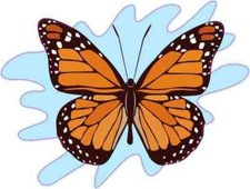 4x3 Blue Splash Monarch Butterfly Sticker Vinyl Vehicle Window Bumper Cup Decal