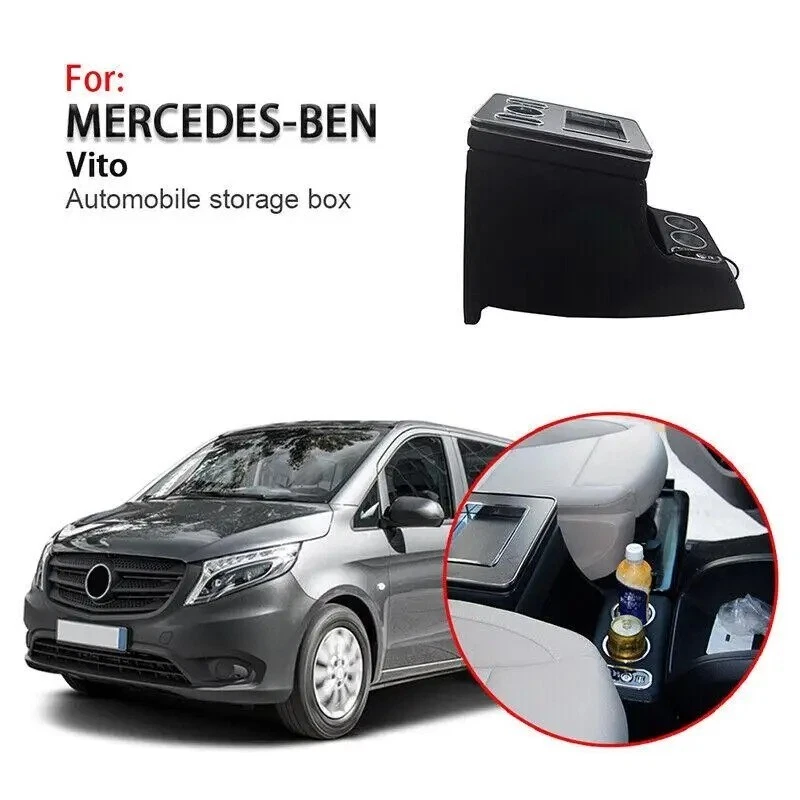 Accoudoir Central Noir Boîte pr MERCEDES Benz Vito W447 DE 2014 à 2023 avec LED - Photo 4/4