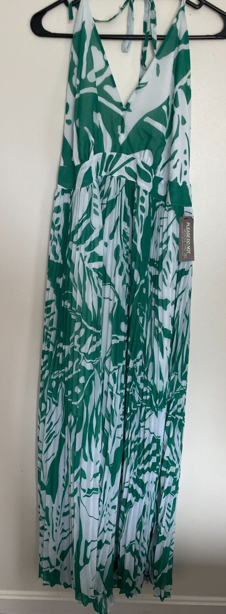 slim fit dress slacks Brenda Palm-Print Dress