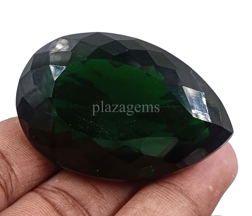 Green Moldavite 202 Ct Certified Lab- Created Pear Shape Loose Gemstone 5ARR - Picture 5 of 9