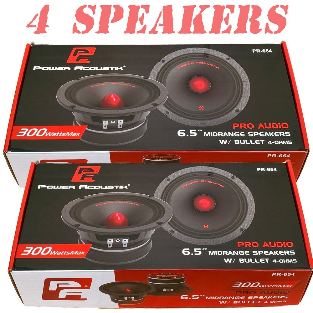 4 Среднечастотных динамика Power Acoustik PR-654 Car Audio мощностью 65 300 Вт 150 Вт RMS каждый 23190₽