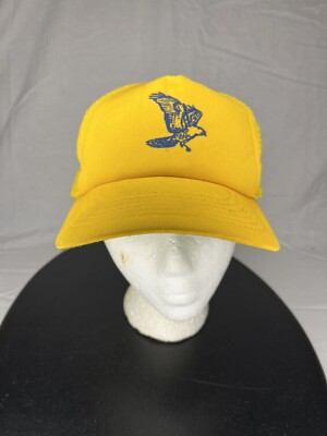 Vintage New Era Eagle Snap Back Hat Adjustable Size Yellow