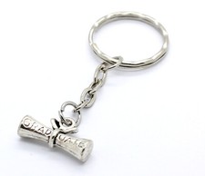 Silver Graduate Diploma Keyring Gift Idea For Him Her Graduation Student 21mm