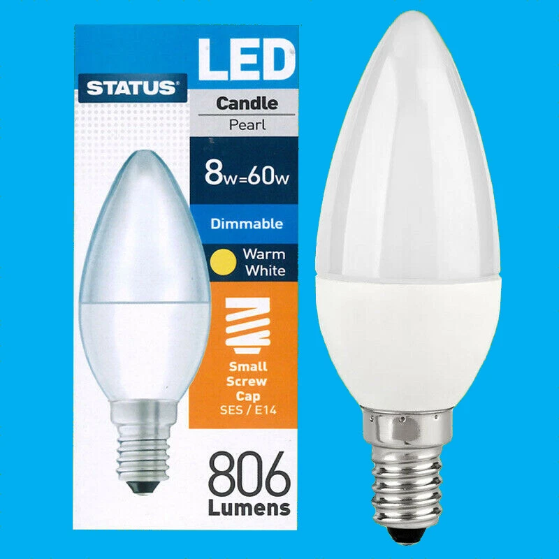 STATUS 4x 8W (=60W) DIMMABLE LED Candle SES E14 2700K Warm White Light Bulbs Lamps
