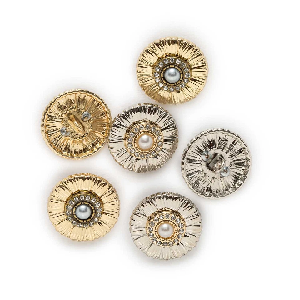 5pcs Shiny Pearl Metal Buttons Sewing Decor Clothing Shoes Hats Bag Jewelry 23mm - Image 2 of 2