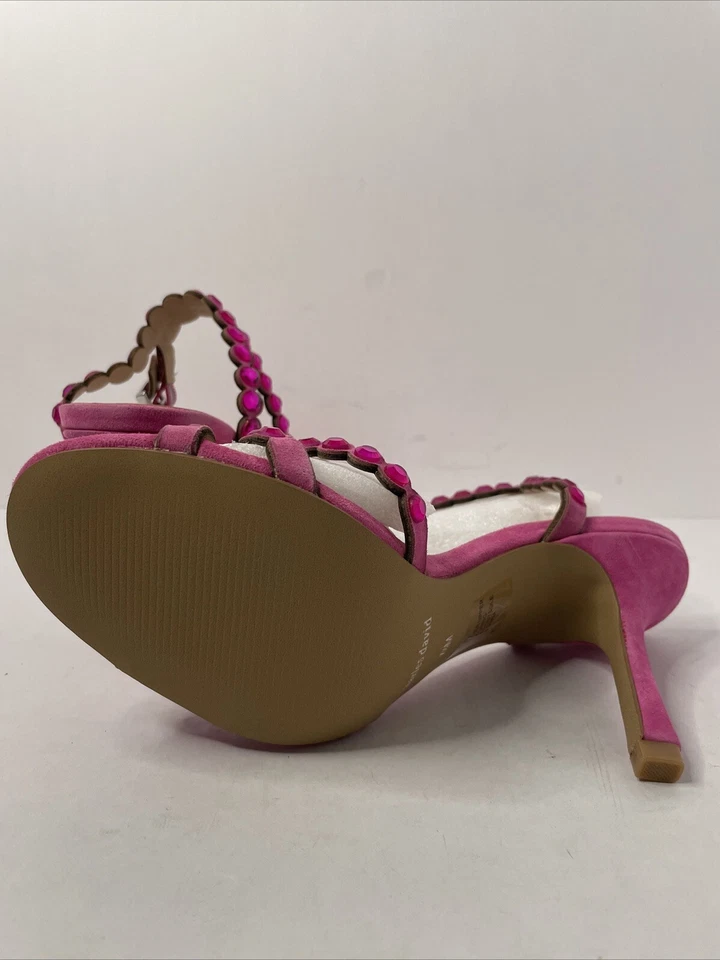 Sandalias Charles David Damas Talla 7.5 Rosa Estrás Gamuza Correa al Tobillo Tacones Foto 4 de 4