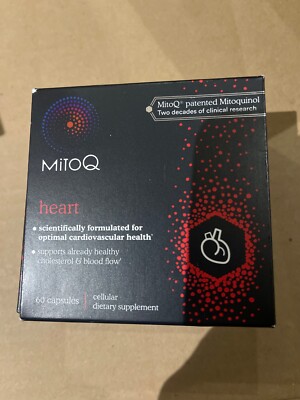 MitoQ +Heart Premium CoQ10 Antioxidant supplement 60ct EXP 02/27 new