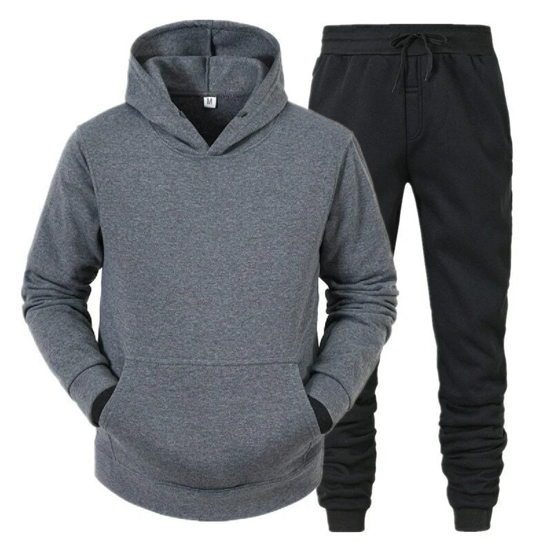 Conjunto De Sudadera Con Capucha Y Pantalones Para Hombre Chándal De Lana  Casual