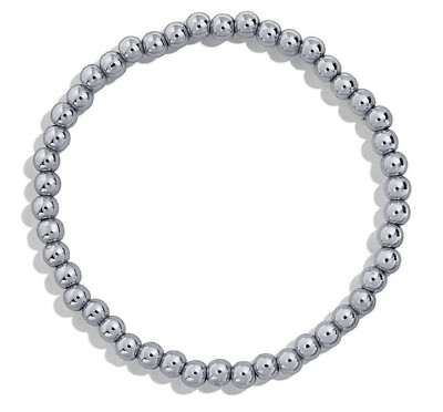 4 mm Perlen Rund 14k Weißgold Kugel Dehnbar Hell Hohl Armband 7 Zoll