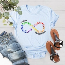 Autism Acceptance Rainbow Infinity Comfort Tee Shirt Support Awareness Gift