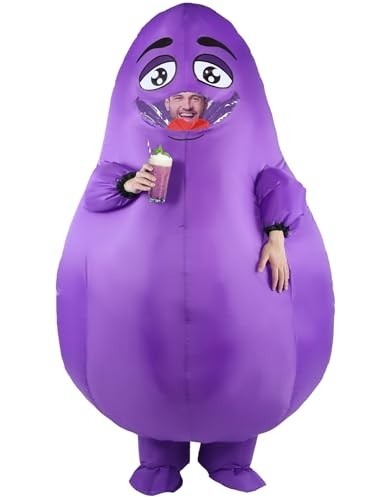 Inflatable Purple Grimace Costume - Funny Full Body Adult Mascot Suit for Hallow - Picture 3 of 8