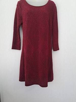 Trixxi Dress Size L Marrn Metallic Pull Over 3/4 Sleeve Career Party * |  eBay
