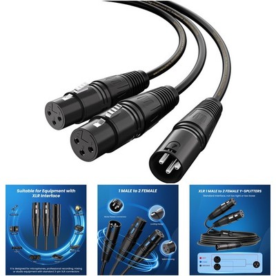 10 Feet Xlr Y Splitter Cable 2 Female To 1 Male Balanced Mic Adapter Black