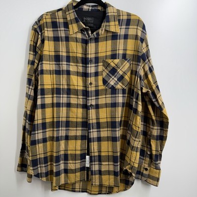 rag & bone Fit 3 Beach Plaid Regular Fit Shirt Mens XL yellow navy button up