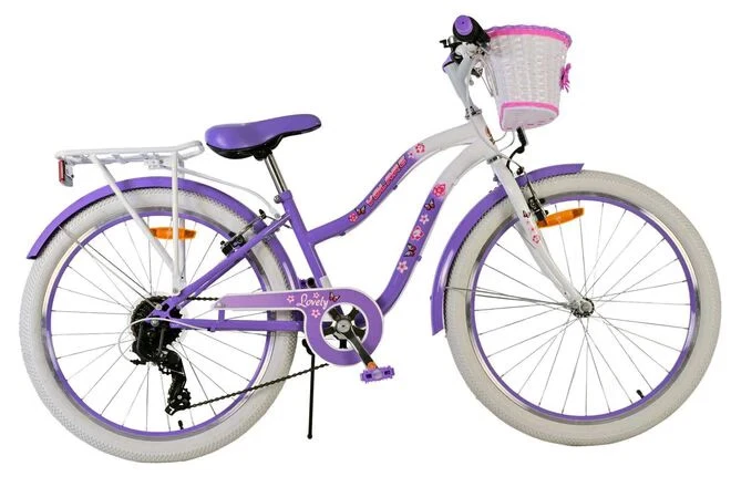 Volare schönes Kinderfahrrad – Mädchen – 24 Zoll – Lila – 7 Gänge