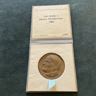 Pope John Paul II Second Pilgrimage Medal Poland 1982-83 bronze