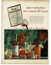 1959 Old Forester Bourbon Whiskey man woman having cocktail drinks Print Ad 1