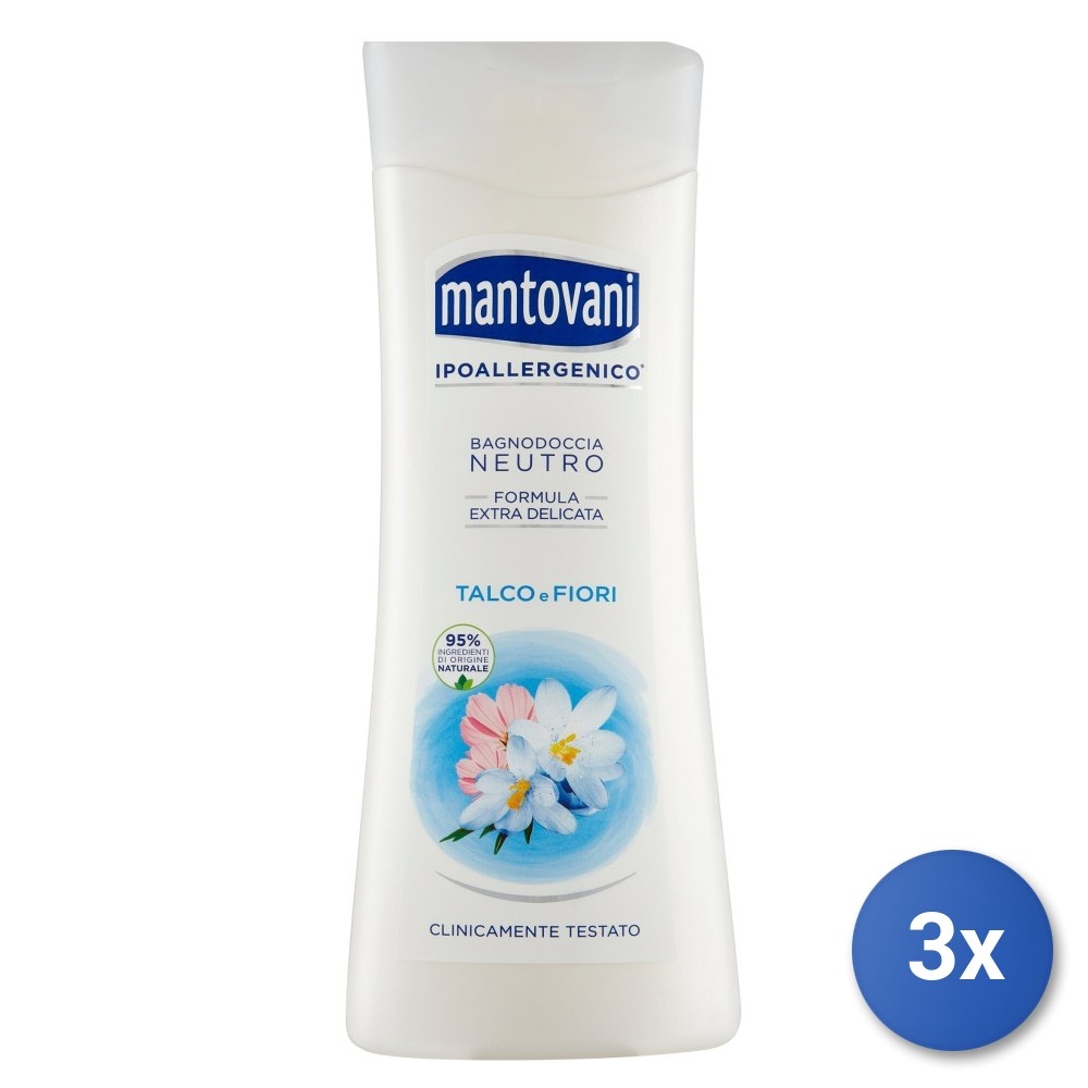 3X Mantovani Bath 400 ML. Talc & Flowers