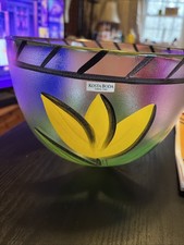 Kosta Boda Tulipa Bowl by Ulrica Hydman-Vallien Textured, Hand Painted, Signed