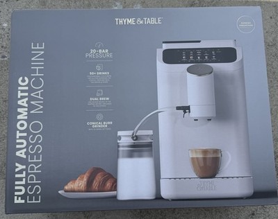 THYME & TABLE FULLY AUTOMATIC ESPRESSO MACHINE SAND WHITE SEALED BOX   