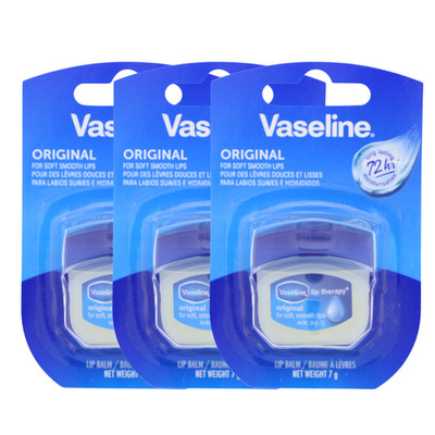 3x Vaseline Lip Therapy Original Lippenbalsam 72h Feuchtigkeitsspendend je 7g