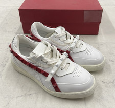 NIB Valentino Garavani Rockstud Leather Sneakers In White / Red Size:36 US 6 