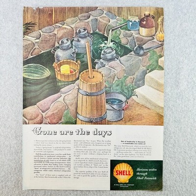 1947 Shell Oil Company Research Motor Oil for Refrigerator Vintage Print Ad