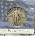 1930 Standing Liberty Quarter 25C Silver 0.900 Fine Philadelphia Mint Coin