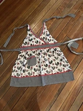 VTG Kay Dee Designs Gingham Rooster Print Cotton Halter Tie Apron One Size NEW