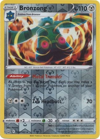 BRONZONG 102/163 BATTLE STYLES POKEMON (REVERSE HOLO, NM)