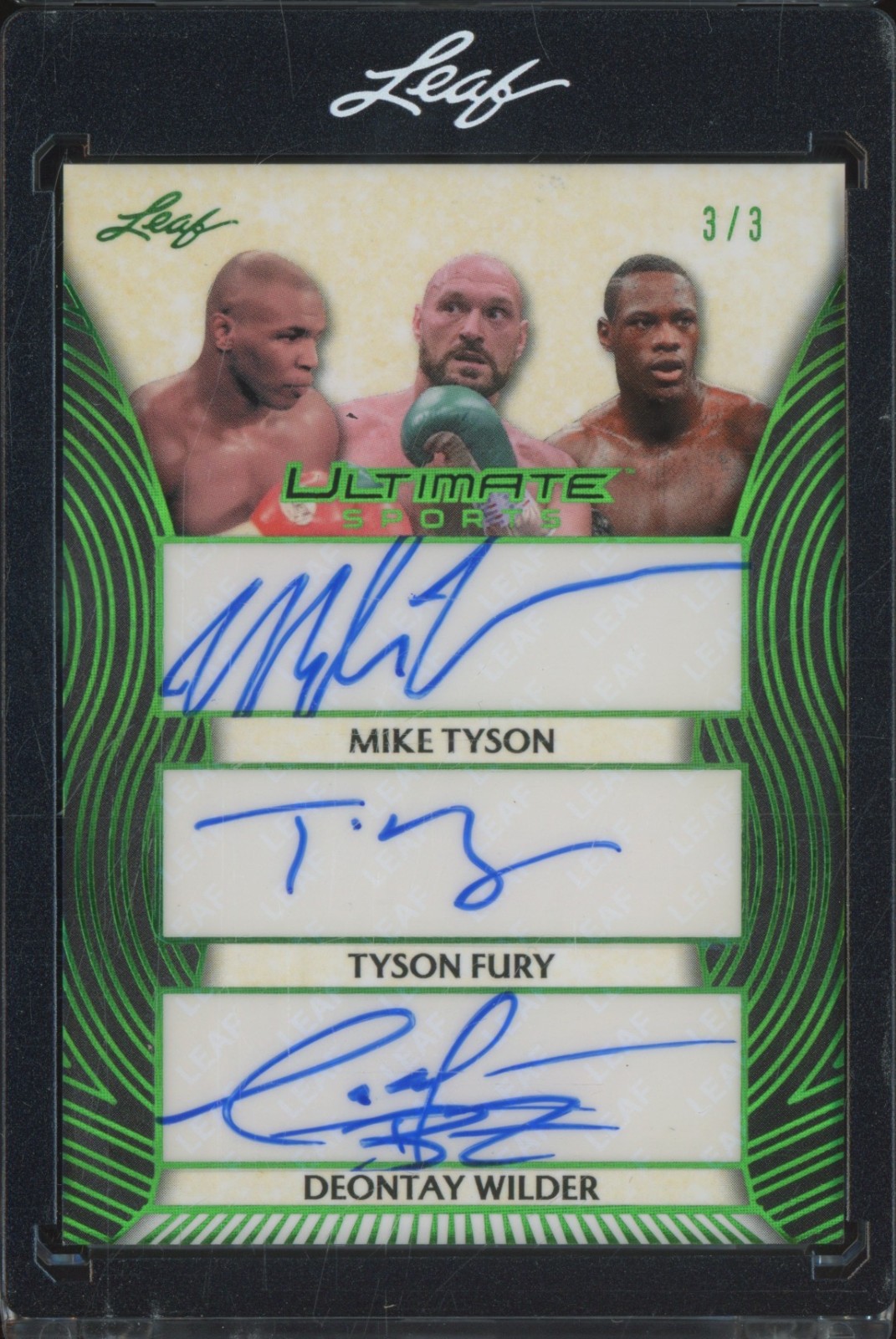 2026 Leaf Ultimate Sports Green Mike Tyson Tyson Fury Deontay Wilder 3/3 Auto