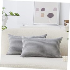 12x20 Lumbar Pillow Covers Set of 2 Plush 20" x 12" Pack of 2 Light Grey