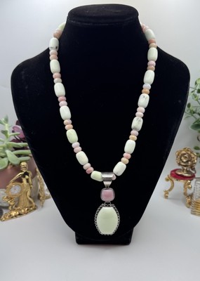 Vintage Jay King Magnesite Sterling Phosphosiderite Stones Necklace 22''