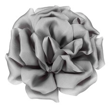4" Silk Satin Flower Brooch Pin Large Peony Floral Lapel Pin Gray